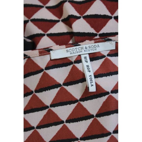 Scotch And Soda Womens Geometric Print V-Neck Blouson Dress Multicolor Size S - Picture 4 of 6